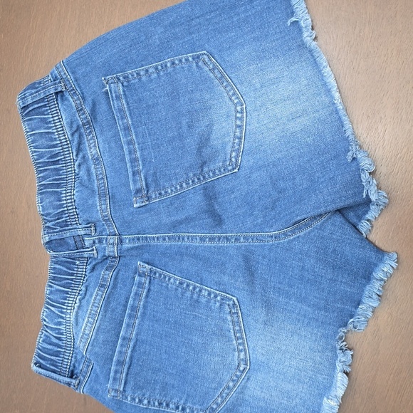BLACK LABEL Denim Blue Women's M Shorts Fringe Elastic Waistband - Picture 4 of 6
